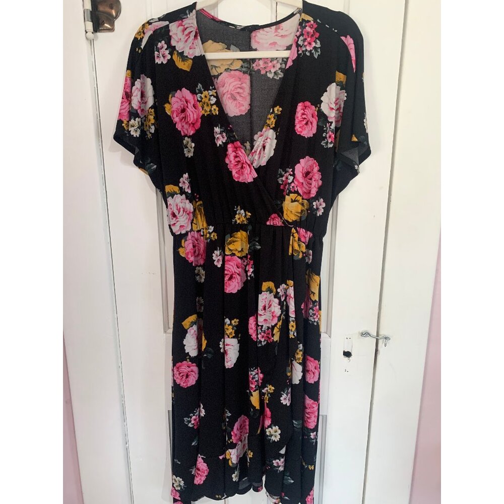 Floral Faux Wrap Dress